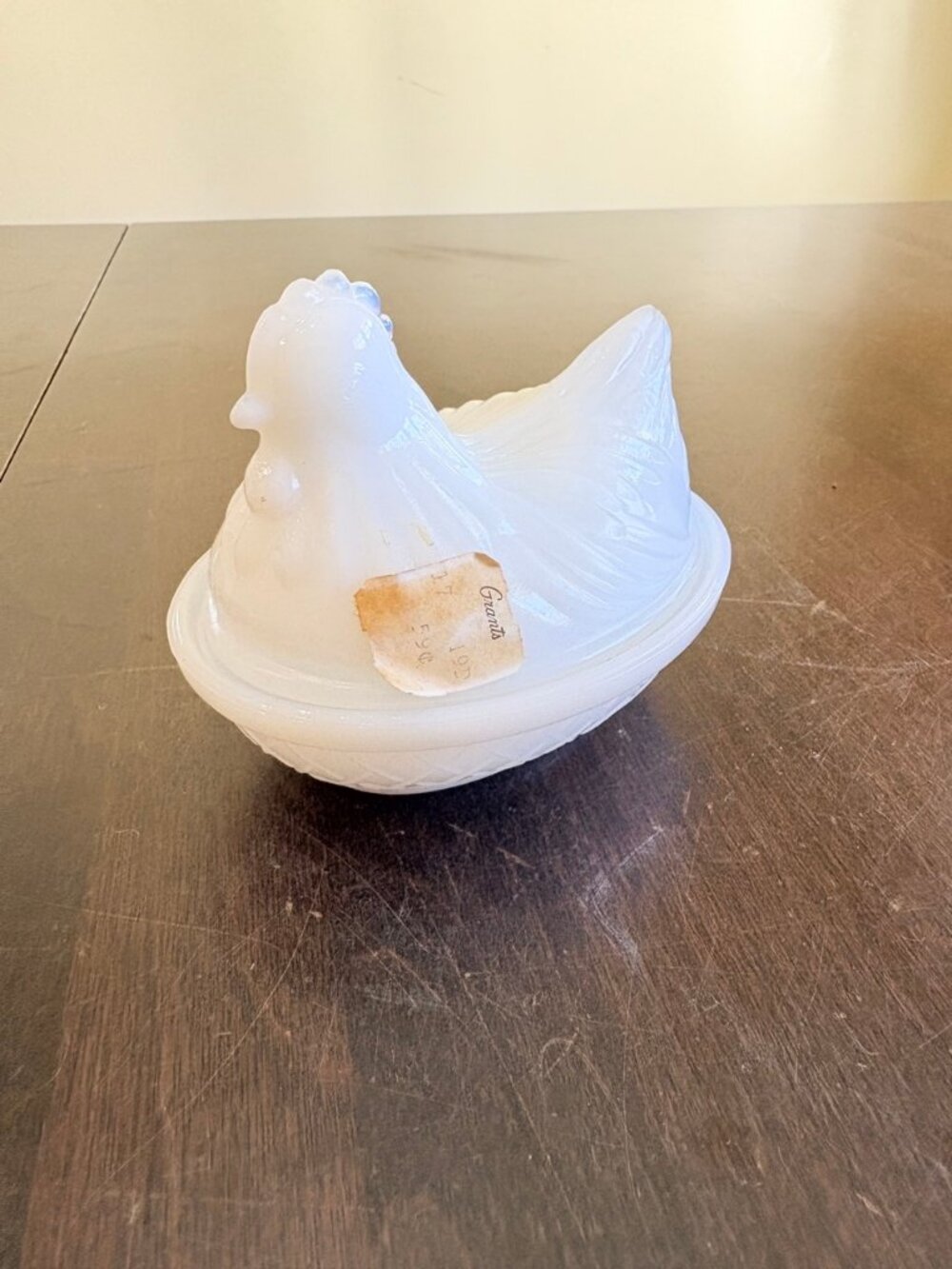 Vintage Hazel Atlas Milk Glass Hen On Nest Covered Dish White Farmhouse Decor